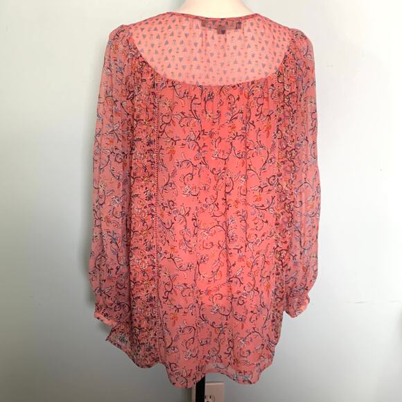 French Connection Pink Savana Sheer Folk Top Size 4US - Picture 6 of 10
